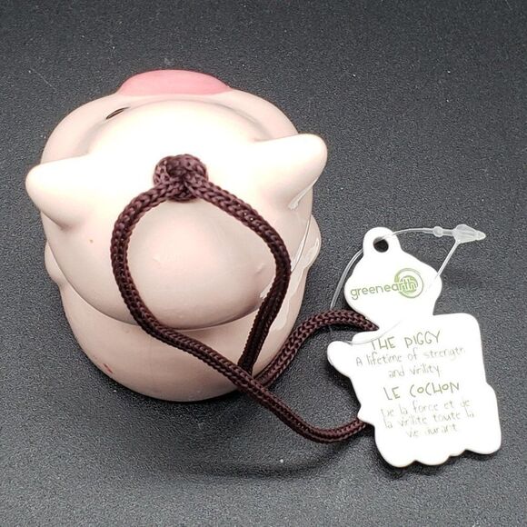 Green Earth Baby Bells Decorative Porcelain Pink Pig Hanging Bell Figurine (#1) - Picture 4 of 15